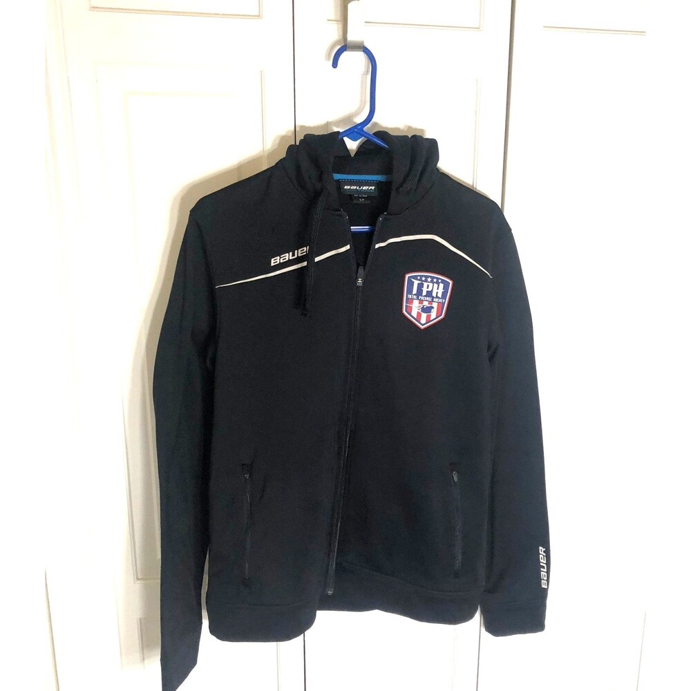 BAUER Team Total Package Hockey TPH Full Zip Hoodie Jacket Black Small Warmup S